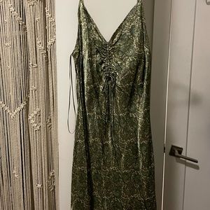 Zara silky green paisley patterned dress